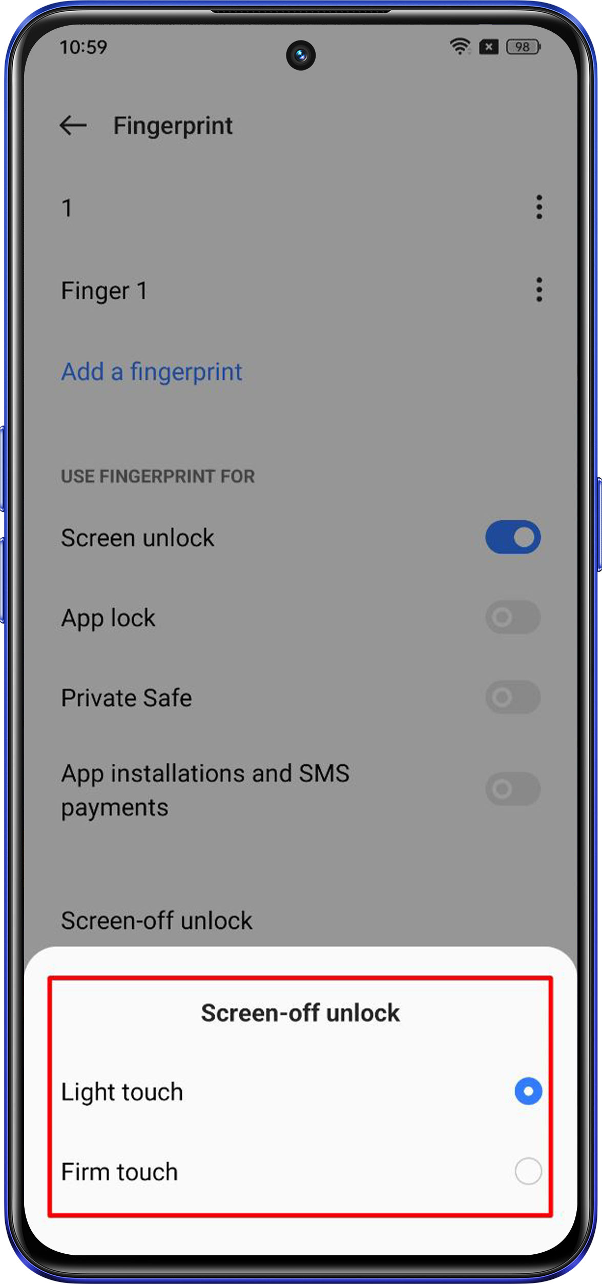 Difference between Firm touch and Light touch unlock