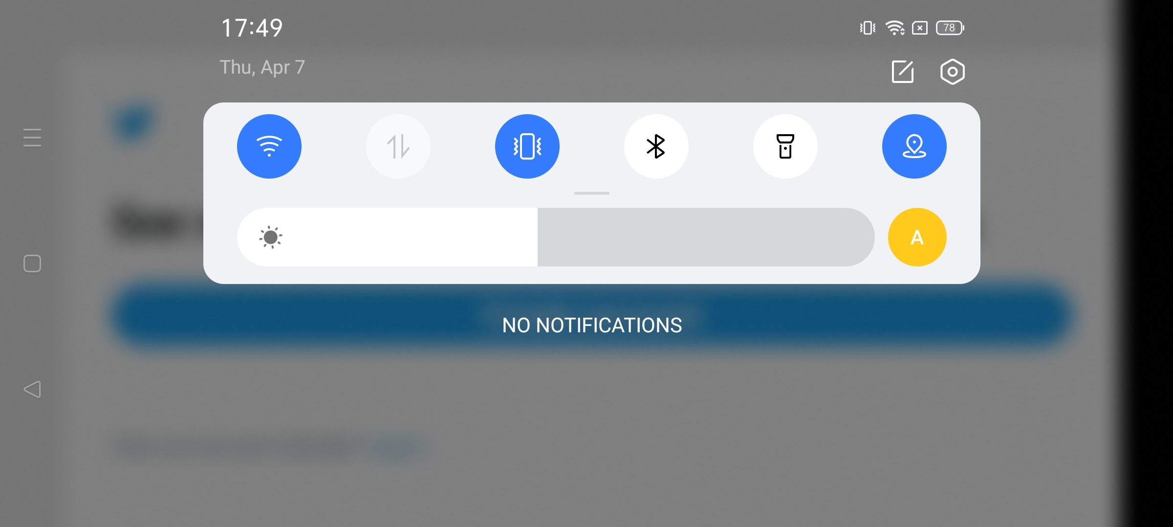 notification bar position in horizontal 