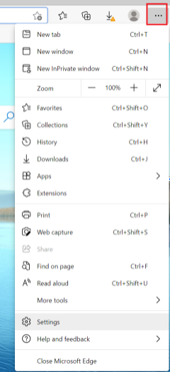 Microsoft edge browser settings