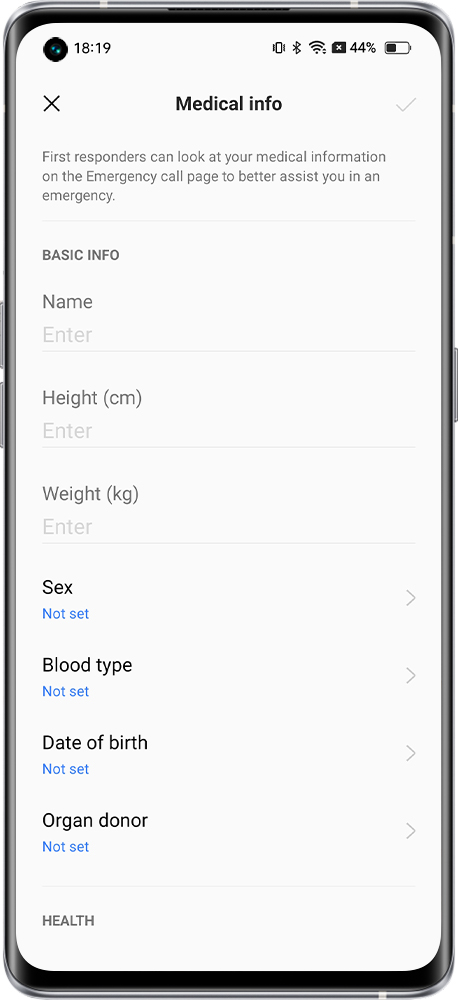 how to add medical info to android phone 