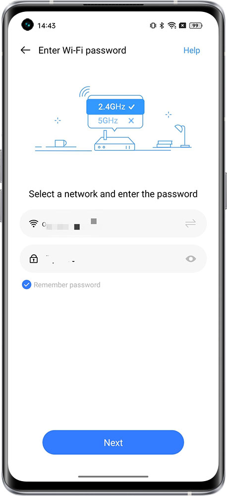 select a network and enter the password 