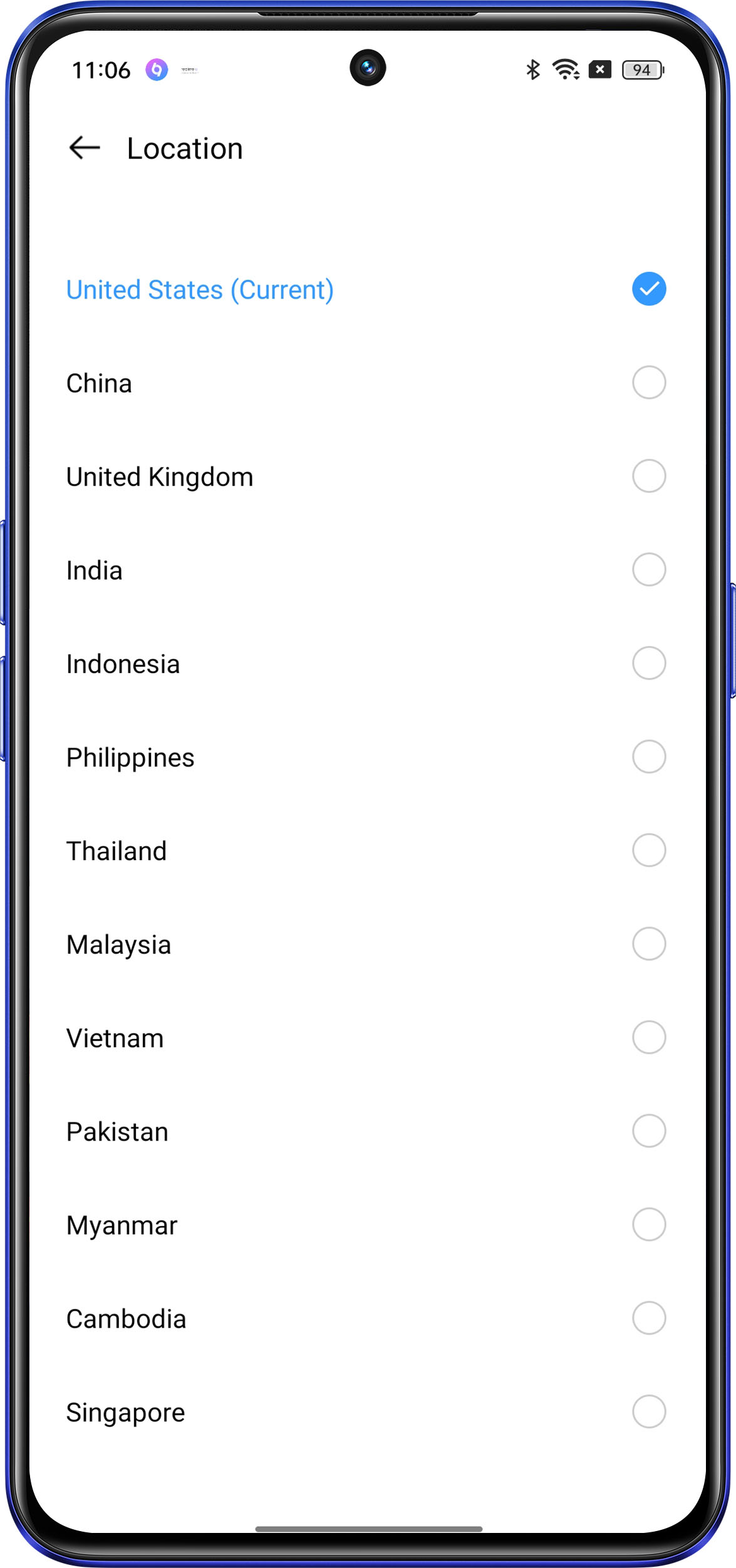 change region in realme link 