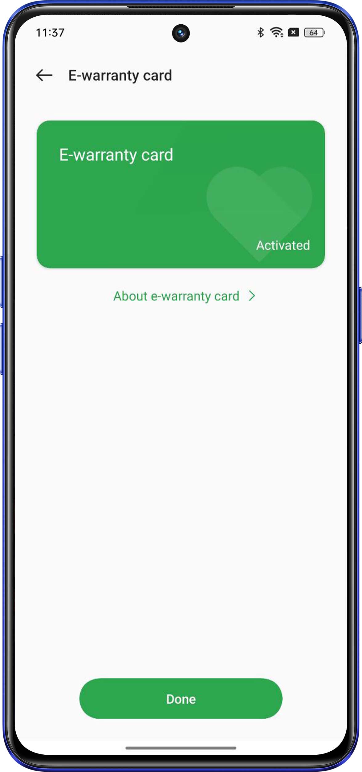 how to check phone E-warranty card 