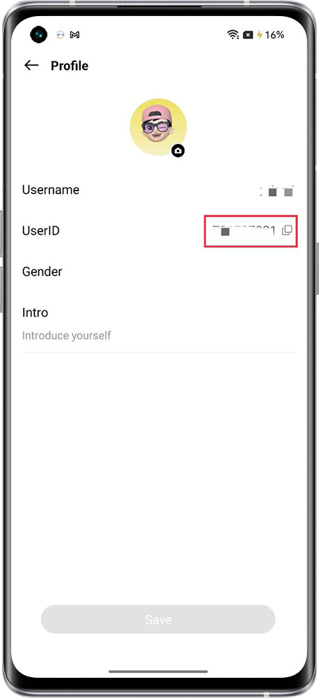 realme account user id 