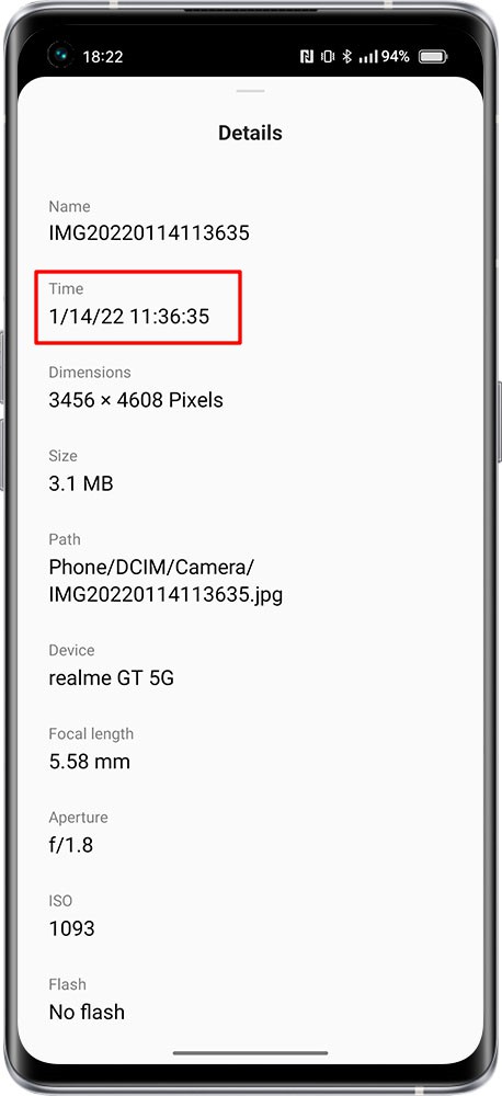 check when a photo was taken 