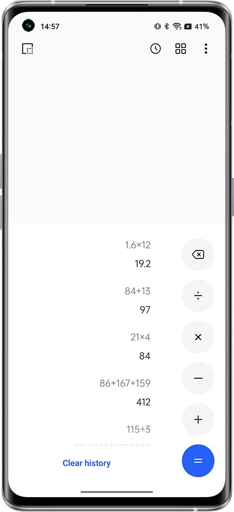 how to clear and view history in calculator 