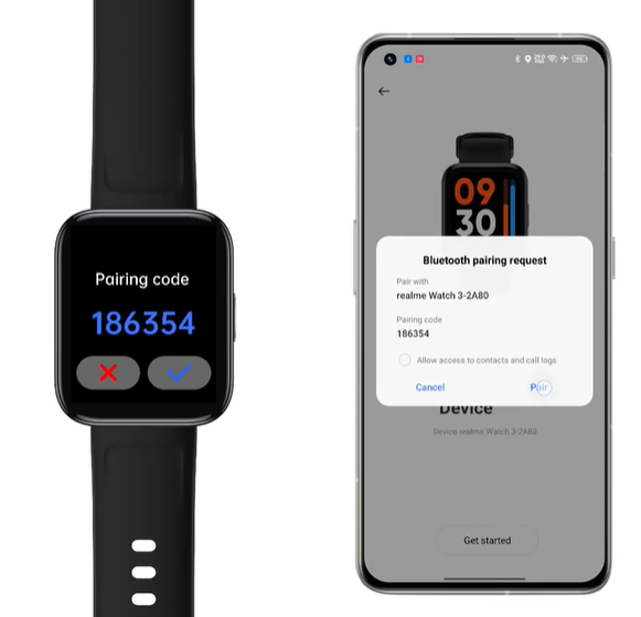 bluetooth device pairing code and request
