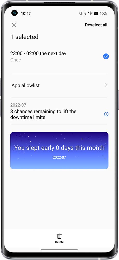 delete time period in Sleep Capsule