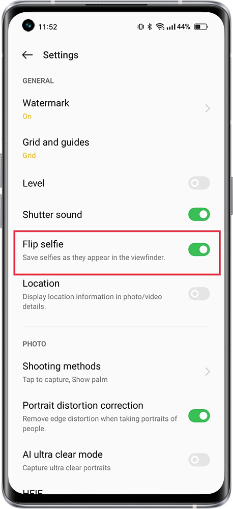 save selfie in realme UI 3.0