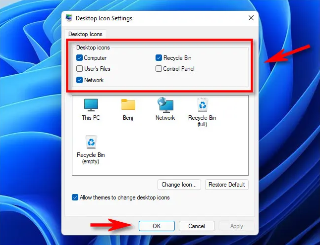 desktop icon setting 
