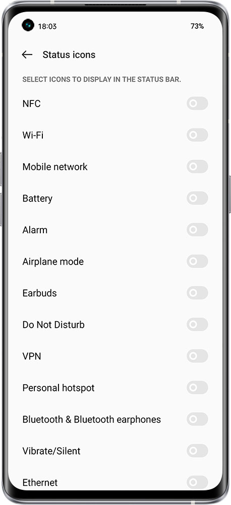 How to display or hide the status icon 