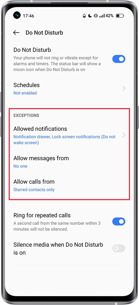 allow notifications; do not disturb 