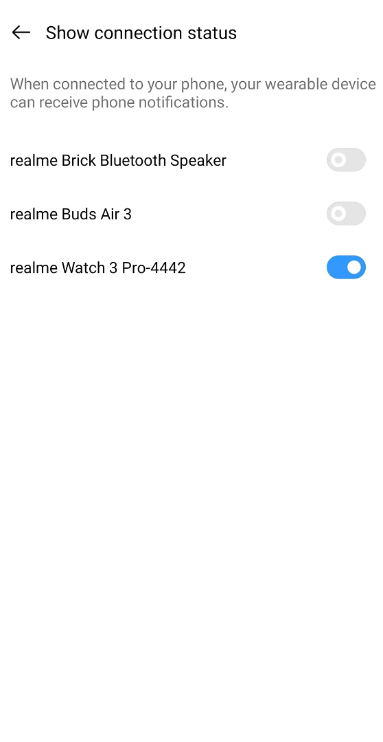show connection status