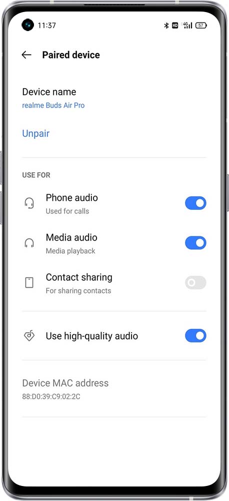 Bluetooth earphone pairing with phone 