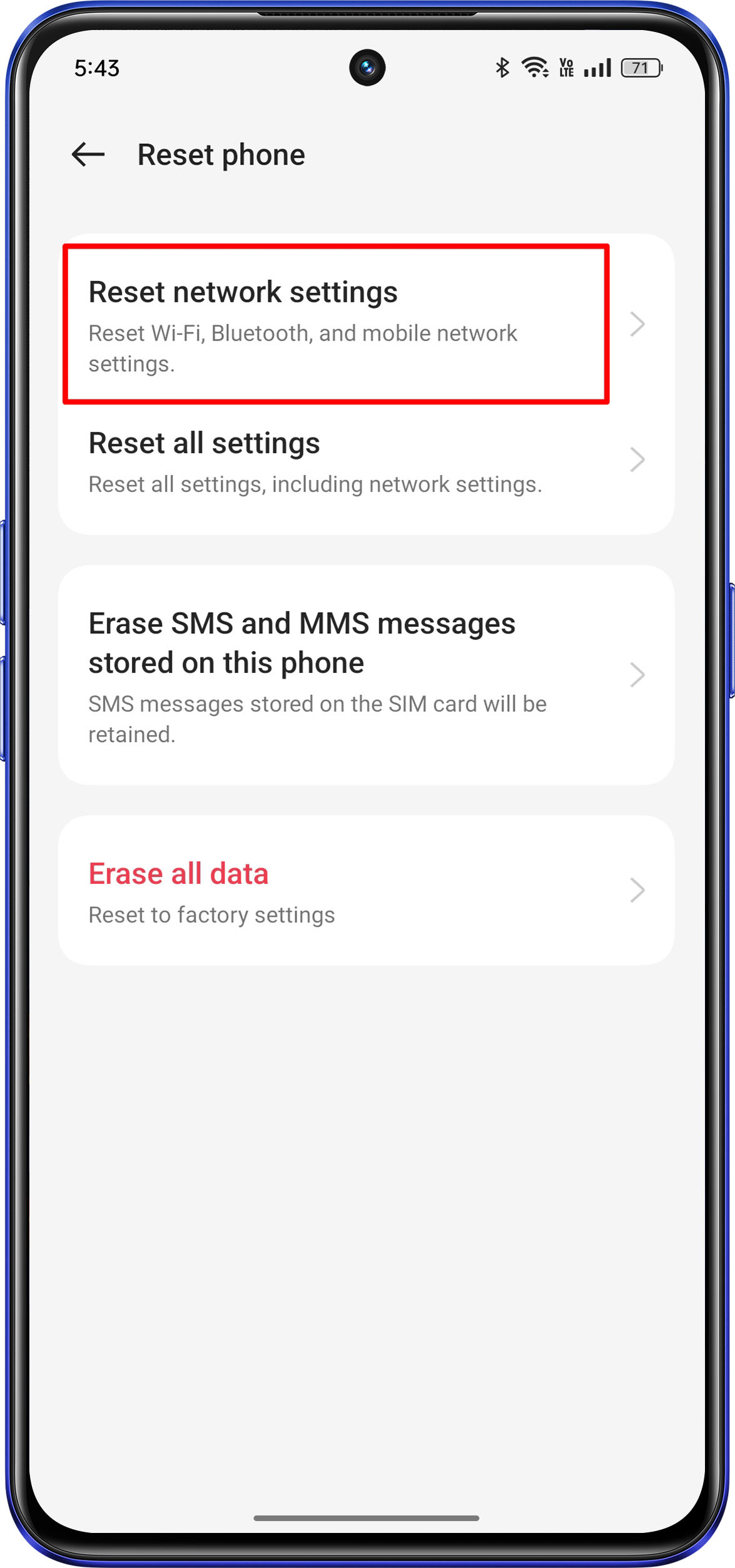 reset network settings