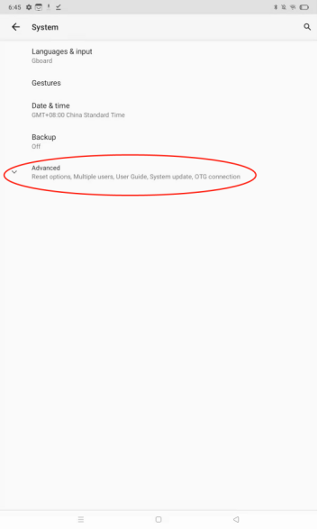 realme pad- click on advanced options 