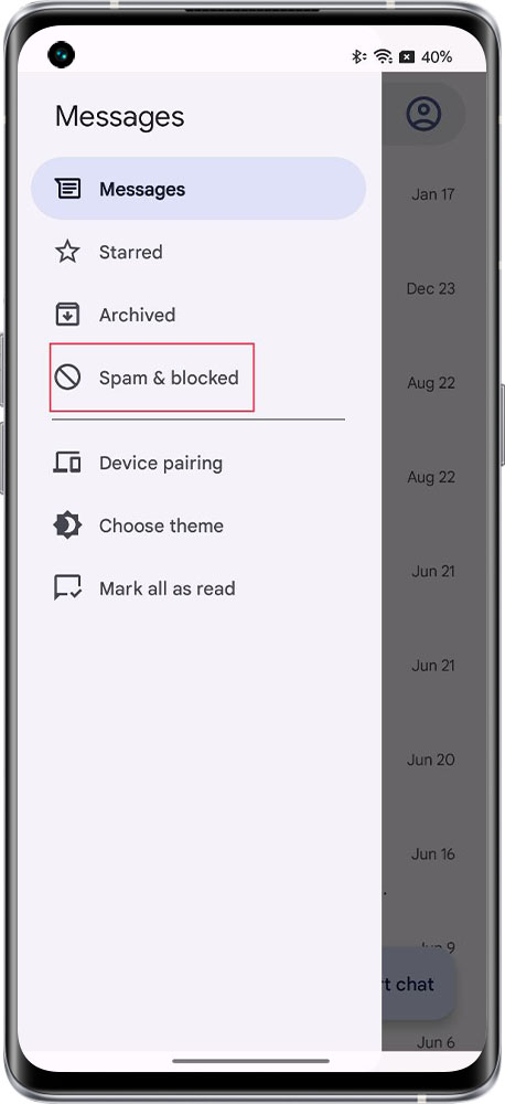 check blocked message on realme phone