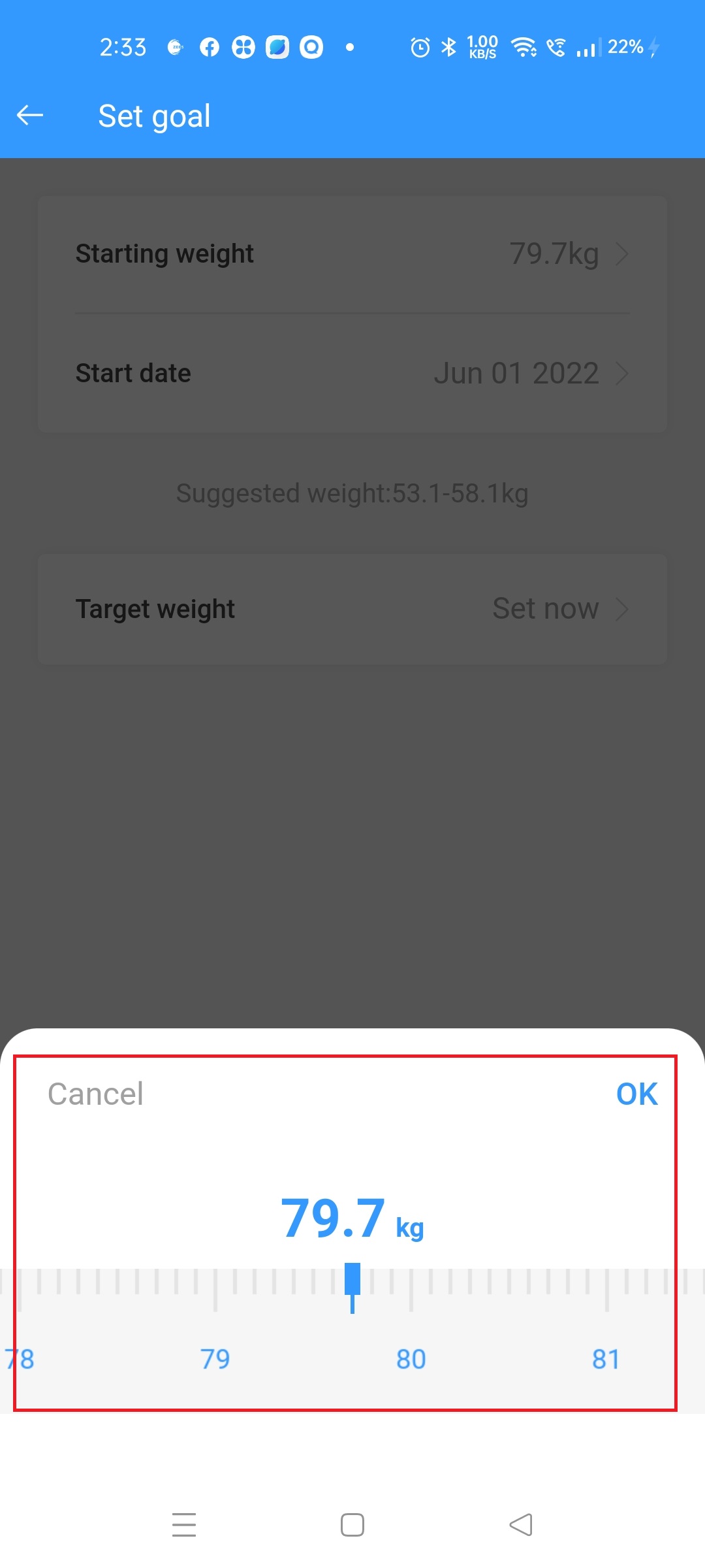 realme Smart Scale weight set goal 