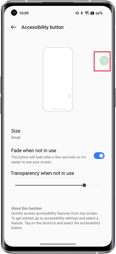 Accessibility button- Fade not in use
