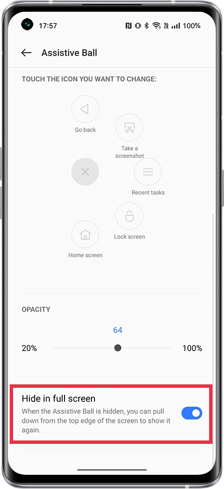 how to turn on assistive ball 