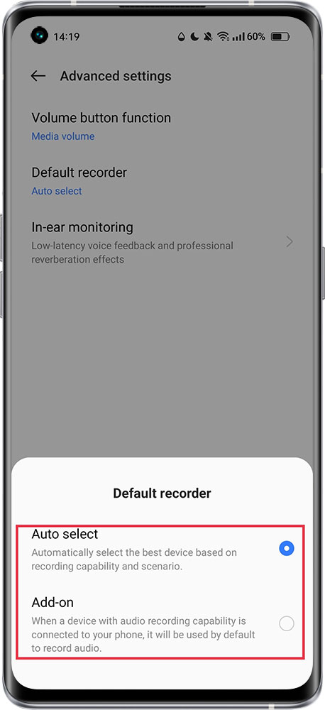 how to set default recorder 