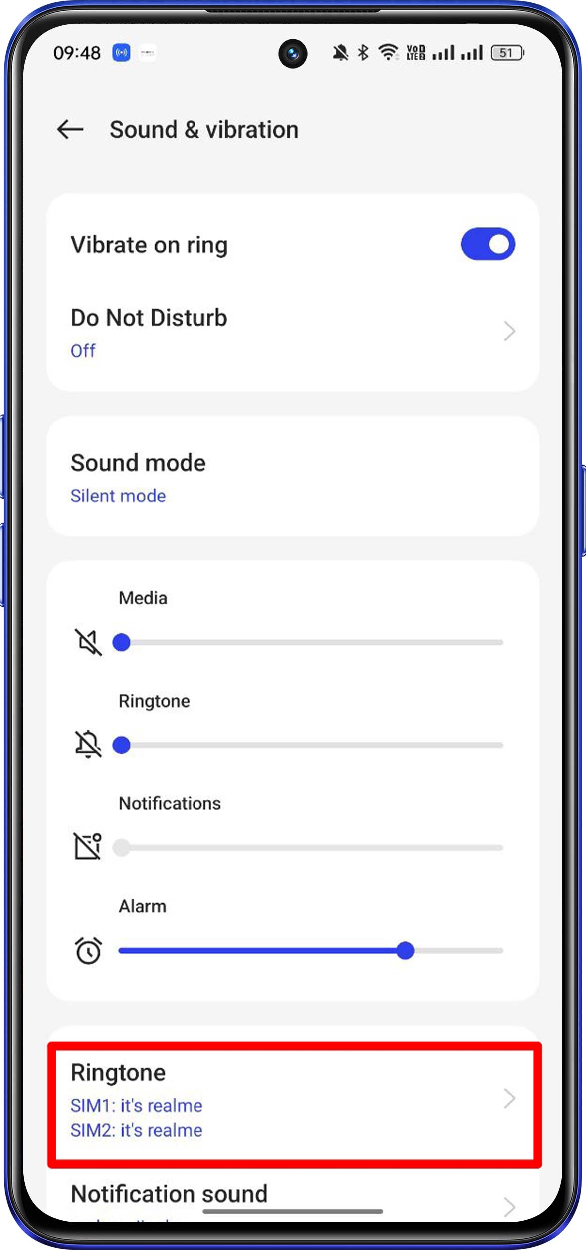 set different ringtones for dual sim card 