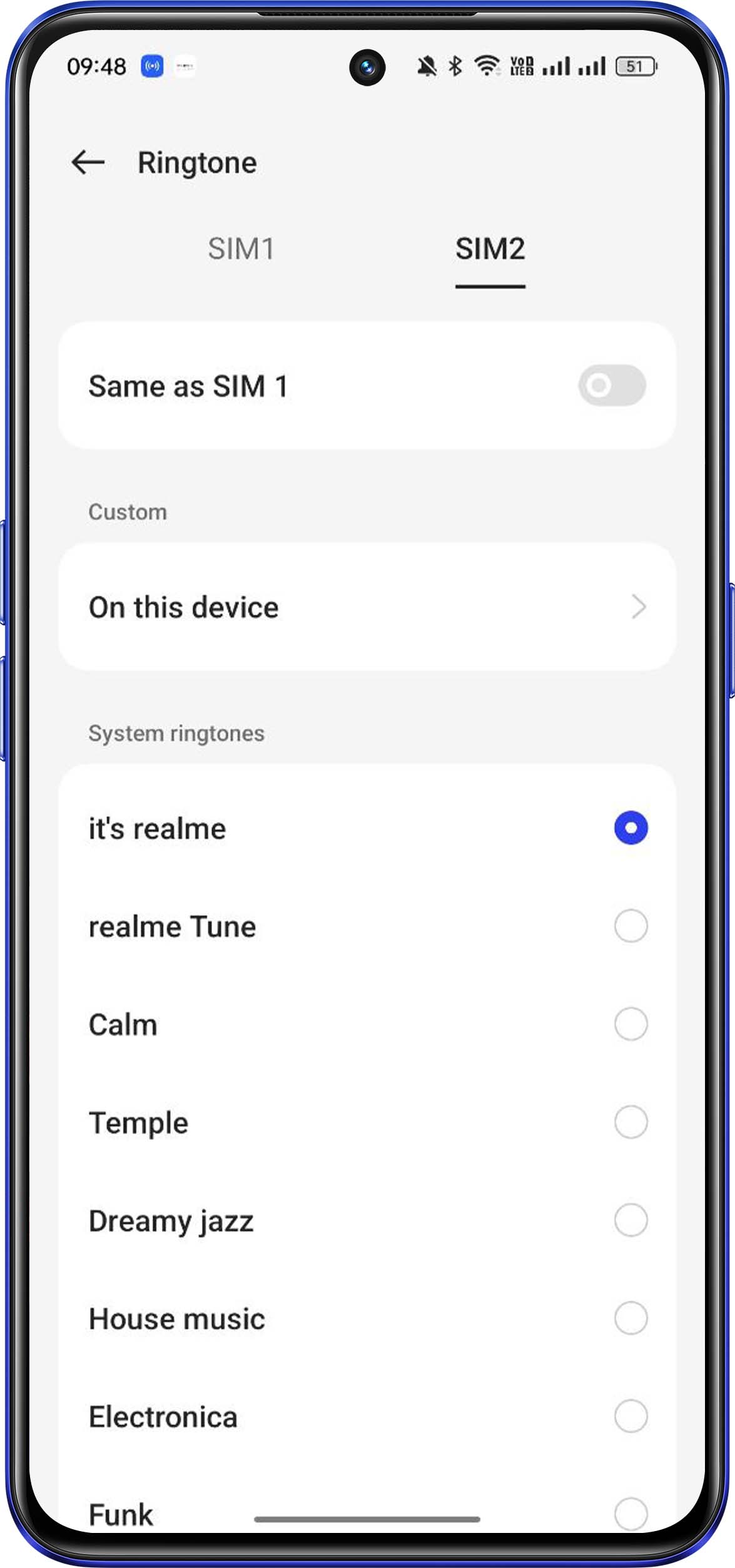 set different ringtones for two SIM card