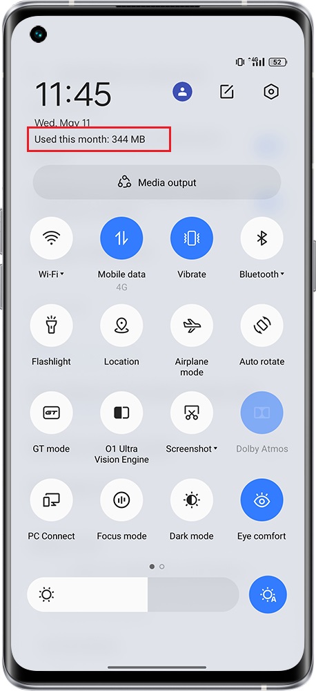 display data usage in notification drawer