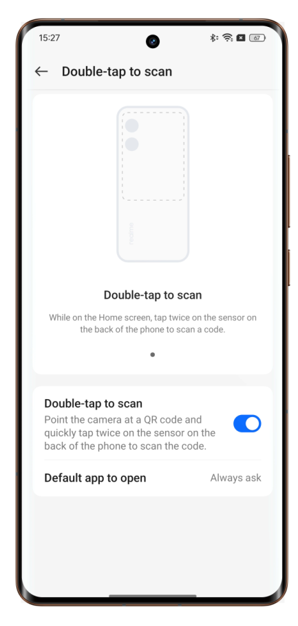 double tap to scan feature in realme phone 