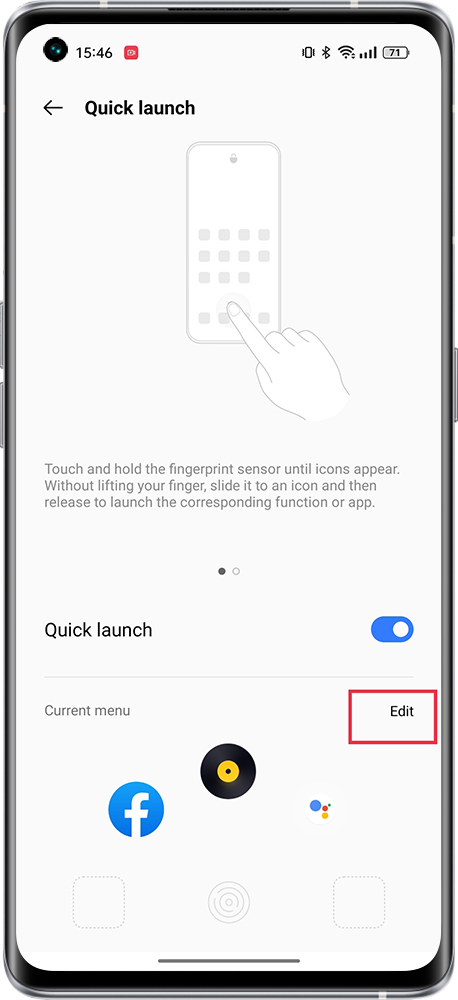 how to set quick launch 