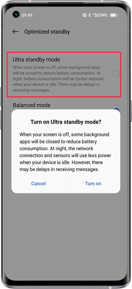 how to set optimized standby 