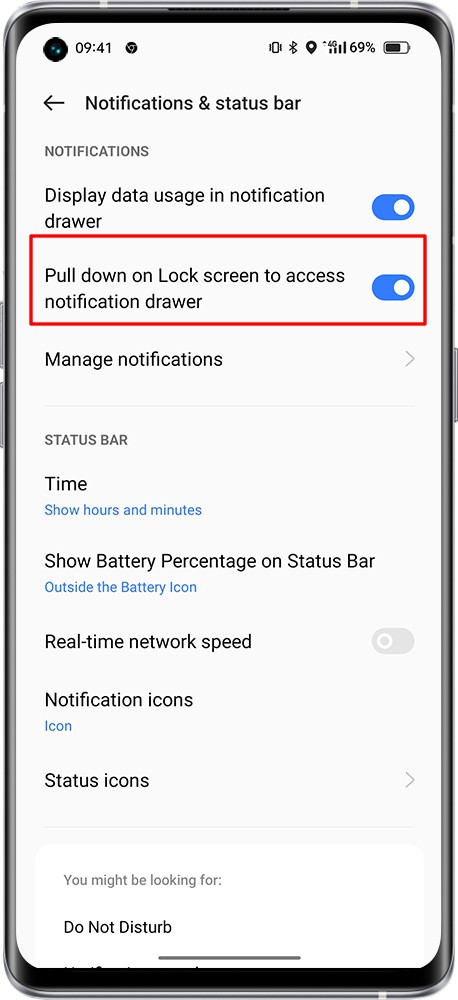 lock screen to access notification bar 