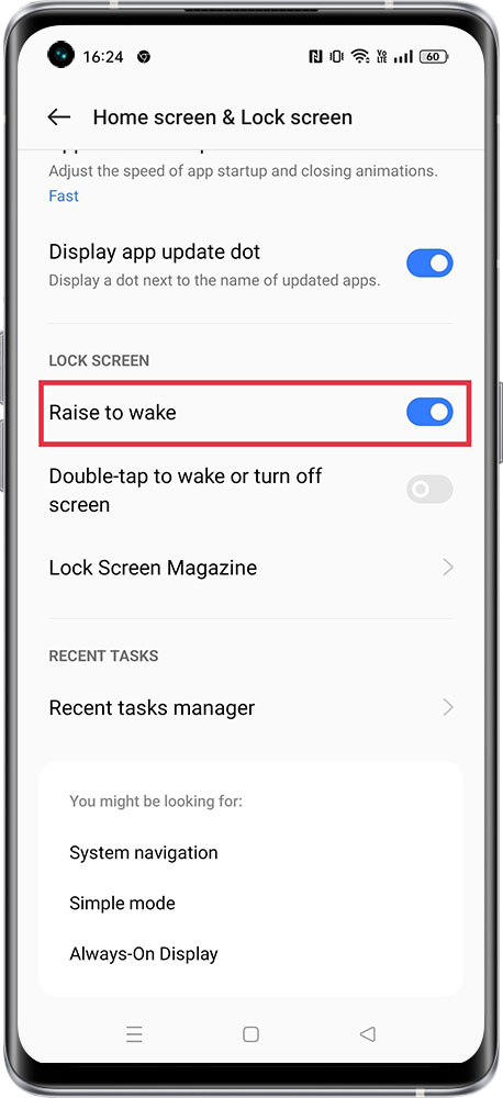How to set Raise to wake?