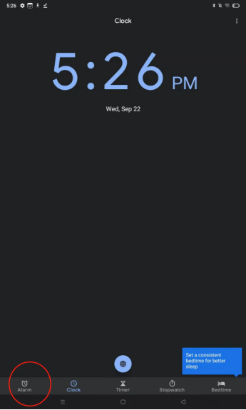 set alarm time in realme Pad 