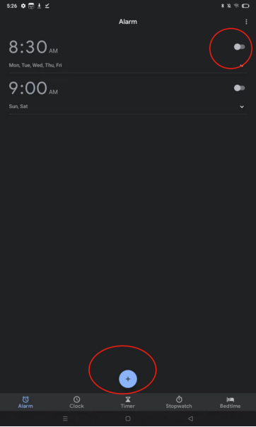 turn on alarm in realme Pad 