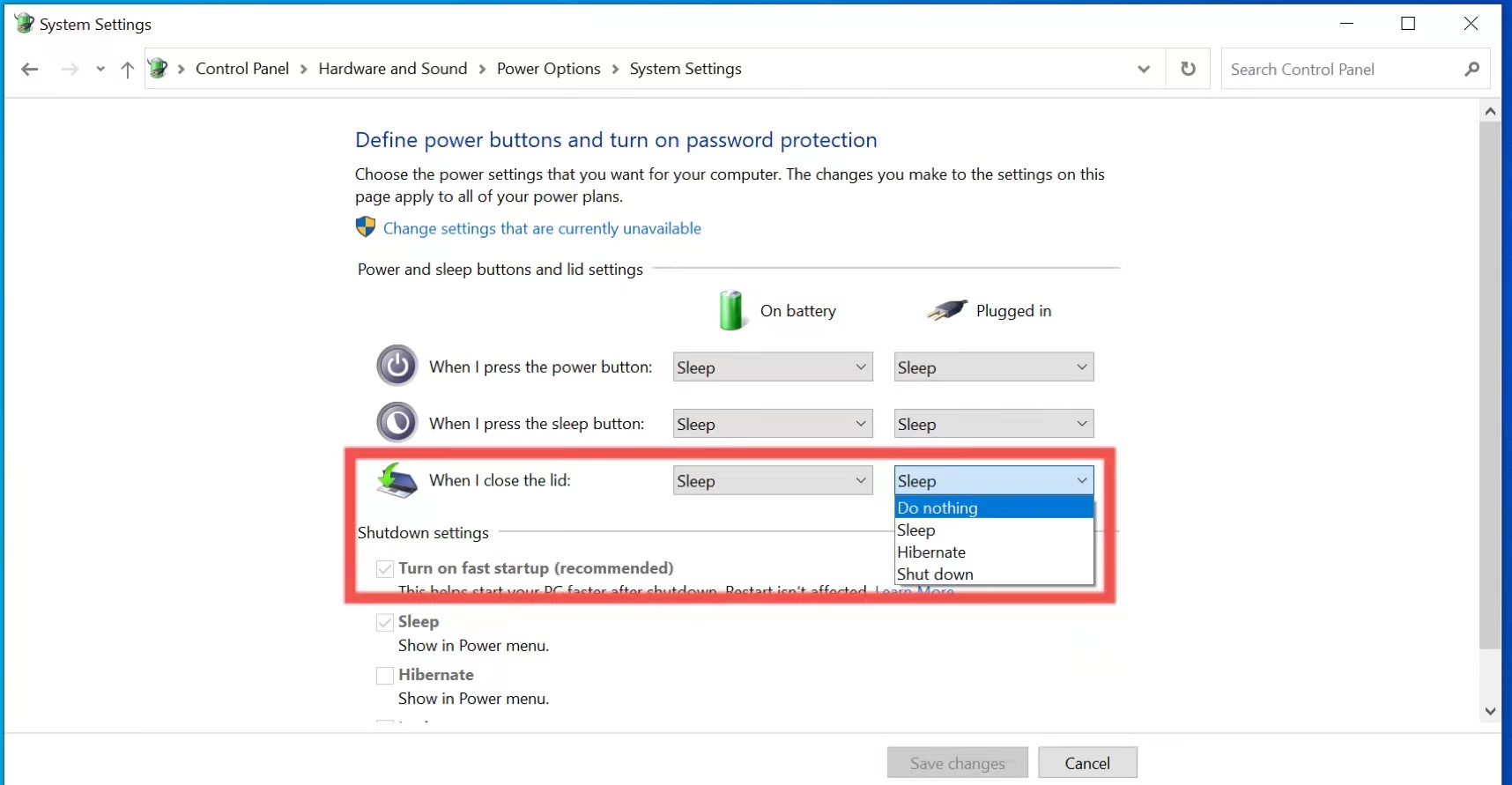 When I close the lid 