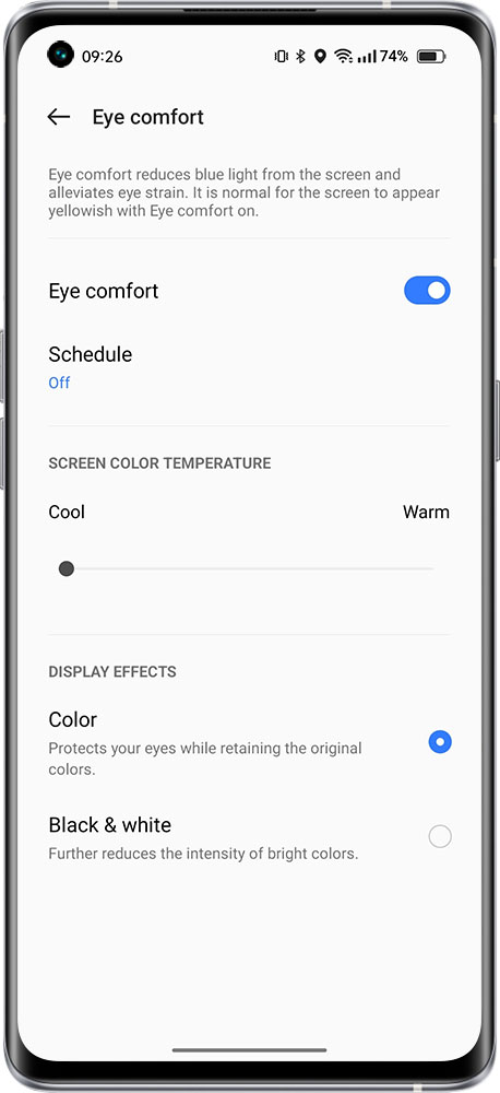 how to set the eye comfort mode