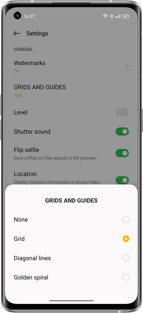 Grid Setting in Mobile Camera 