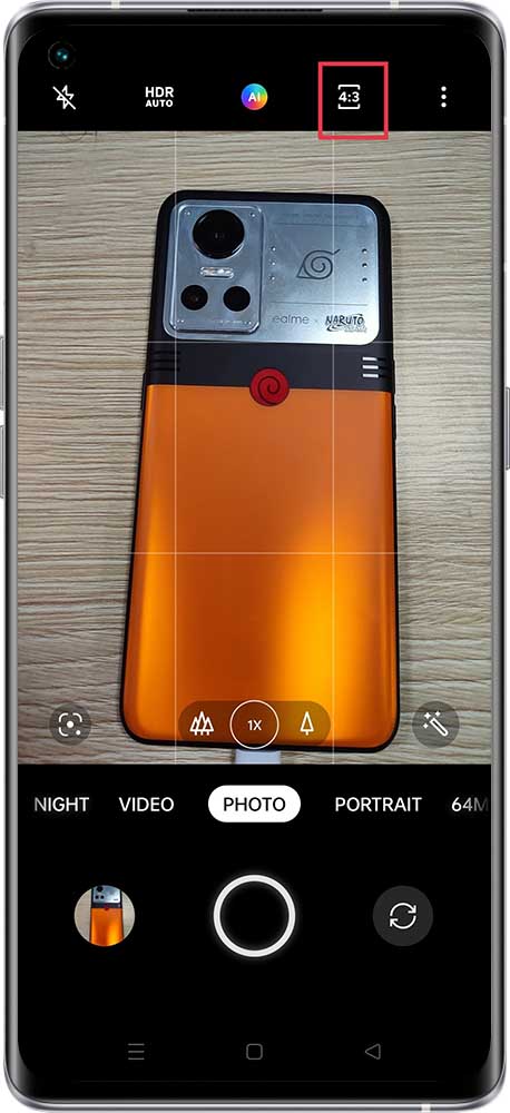 how to set photo ratio when taking a photo 