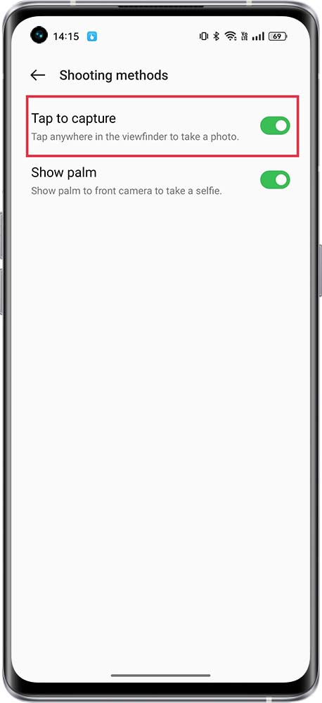 Tap to caputure option 