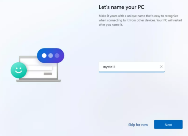 Name your PC and click Next.