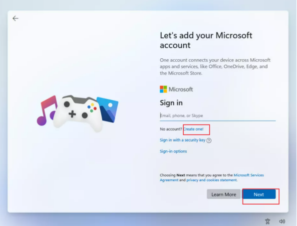Let's add your Microsoft account 