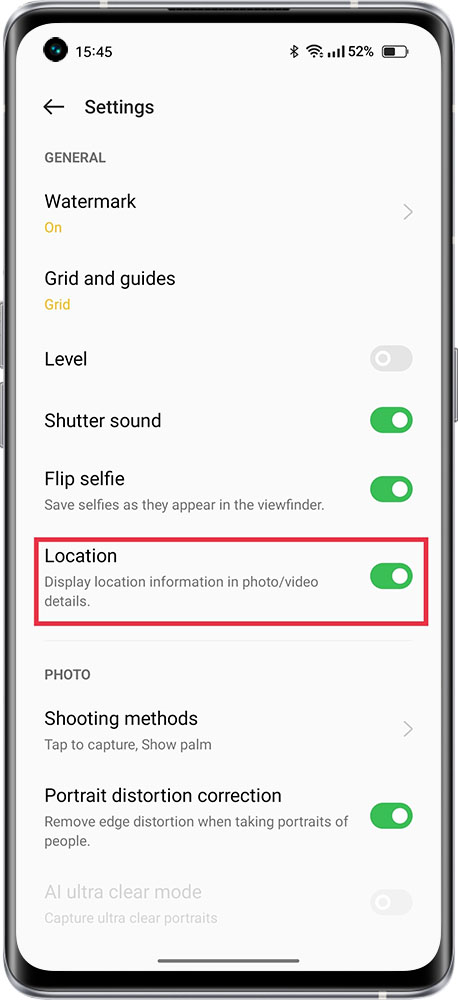 how to show location in photos 