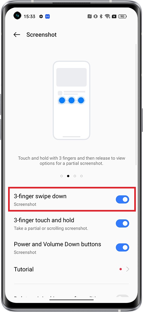 how to take screenshot with 3 fingers 