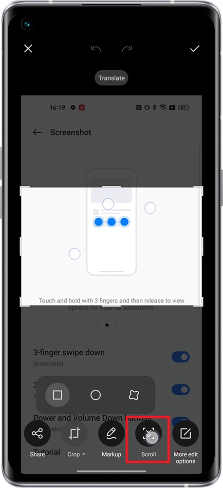 3 finger touch and hold 