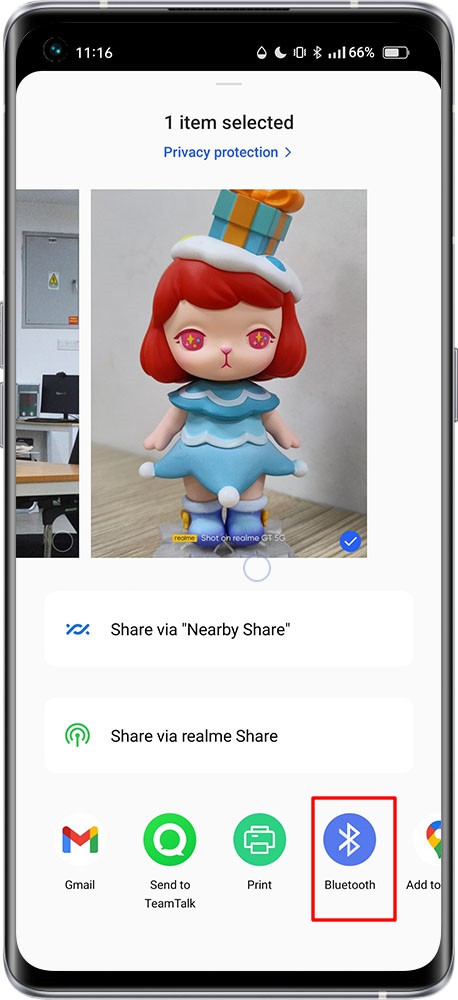 share file via Bluetooth 