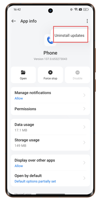 Uninstall app updates realme phone