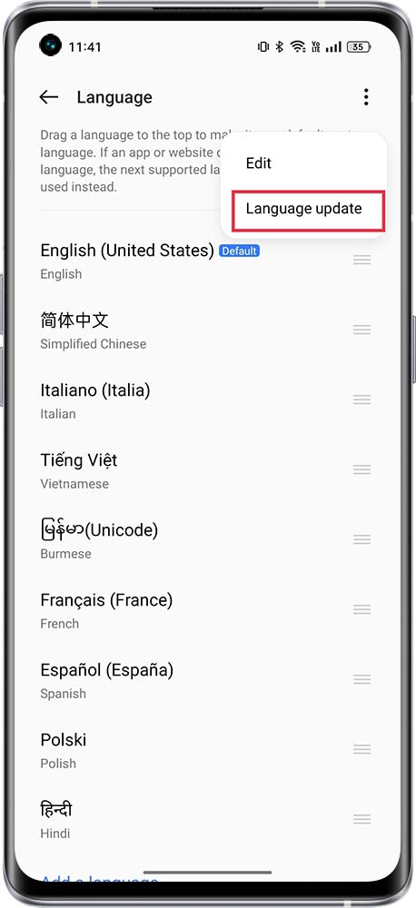 how to update android phone language 