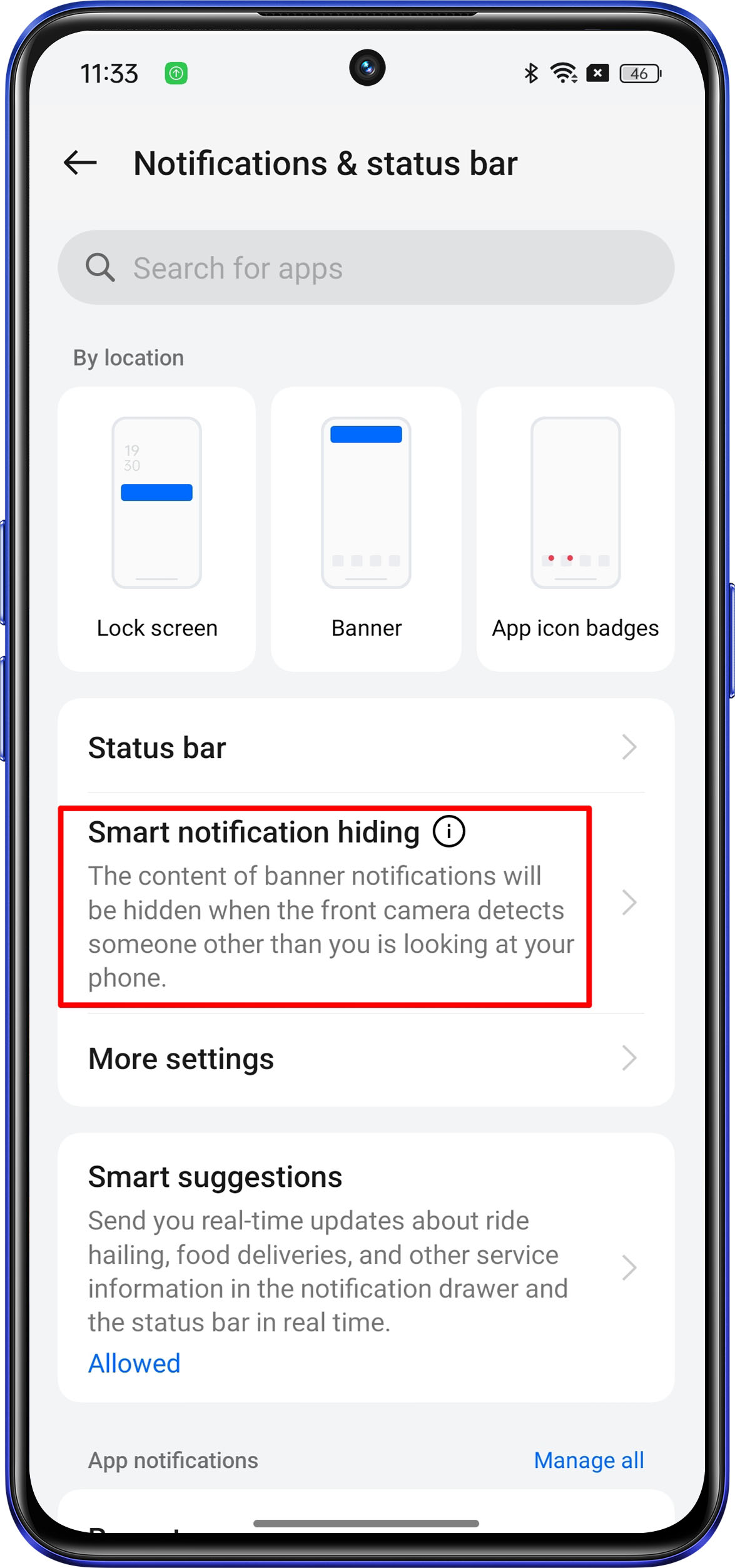 Smart Notification hiding