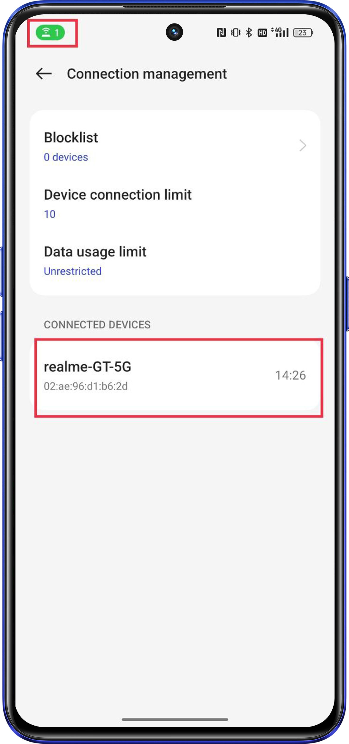 hotspot device connection management